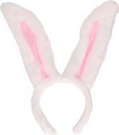 10x Diadeem met witte konijnen oren - Feest diadeem konijn