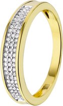 Lucardi Dames Ring met 75 diamanten 0,20CT - Ring - Cadeau - Moederdag - 14 Karaat Goud - Geelgoud