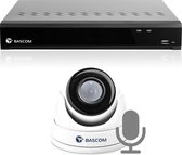 Bascom® camerasysteem met 1 beveiligingscamera en een recorder - Full HD beeldkwaliteit - Voor binnen & buiten - 20m nachtzicht - Smartphone & computer app - Audio-opname - 1000 GB opslagcapa
