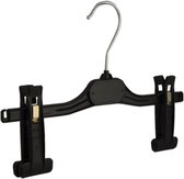 De Kledinghanger Gigant - 40 x Rok / broekhanger kunststof zwart met anti-slip knijpers (extra lang), 28 cm