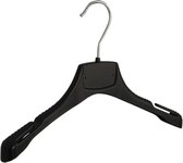 De Kledinghanger Gigant - 20 x Kinderhanger kunststof zwart met schouderverbreding en rokinkepingen, 32 cm
