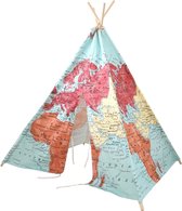 SUNNY Tente Tipi pour Enfants avec carte du monde en couleur - Tente de Jeu pour l’intérieur / chambre - 120x120 cm