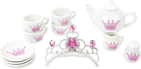 Porseleinen kinder theeservies - Prinsessen kroon - 14-Delig | bol.com