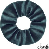 Jumalu scrunchie velvet haarwokkel haarelastiekjes - groenblauw - 1 stuk