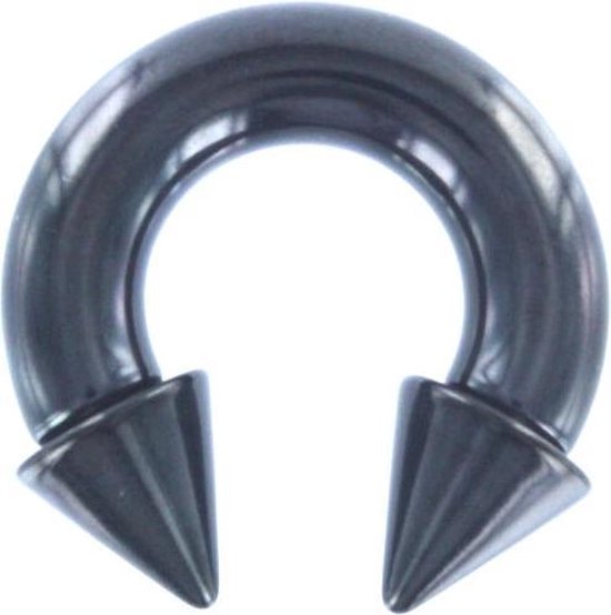 Circular Barbell piercing Spikes Zwart - 6 mm