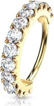 Piercing CZ lined hoop band gold plated 1.2x8