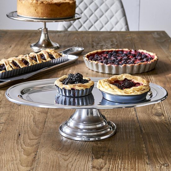 Riviera Maison Luxembourgh Oval Cake Stand M Serveerschaal Aluminium Zilver Bol Com
