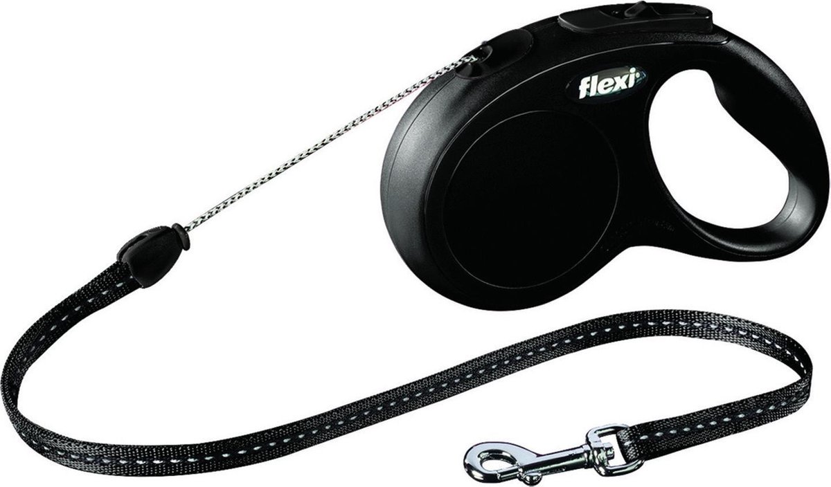 Flexi New Classic Koord - Hondenriem - Zwart - S - 5 meter -