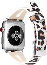 Bandje leer leopard geschikt voor Apple Watch 38mm & 40mm
