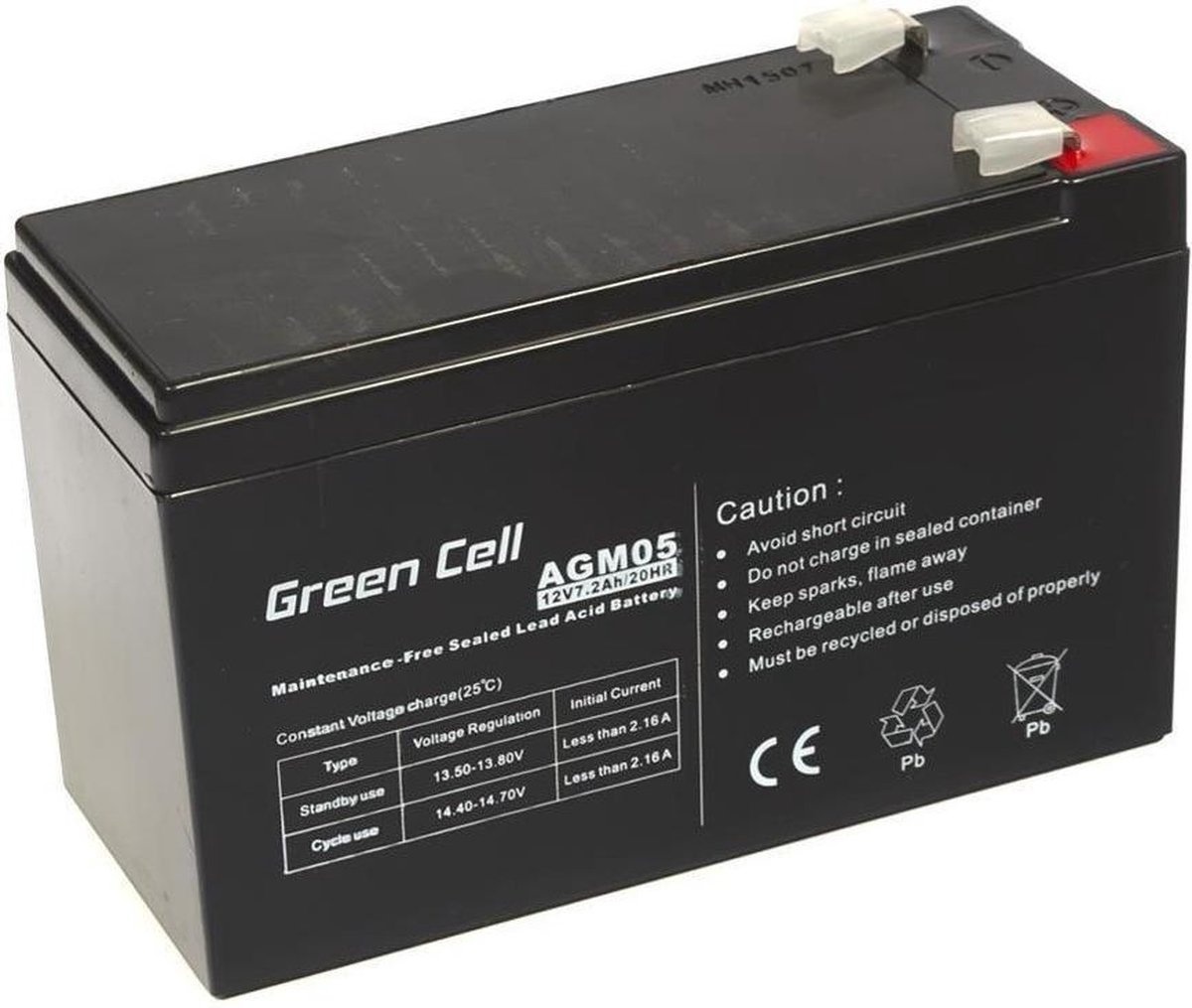 Green Cell 12V 7.2Ah (6.3mm) 7200mAh VRLA AGM accu | bol.com