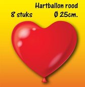 hartballon rood - 25cm - 8 stuks