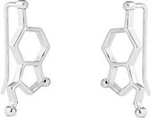 24/7 Jewelry Collection Molecuul Oorbellen - Serotonine - Oorklimmer - Zilver