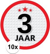 10x 3 Jaar leeftijd stickers rond 15 cm - 3 jaar verjaardag/jubileum versiering 10 stuks