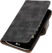 Hagedis Bookstyle Wallet Case Hoesjes Geschikt voor LG K5 Grijs