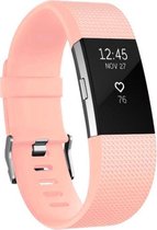 Classic Bandje Lichtroze geschikt voor FitBit Charge 2 – Siliconen Armband Light Pink - Small