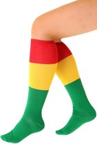 Sokken kousen rood geel groen carnaval gestreept maat 39-42.
