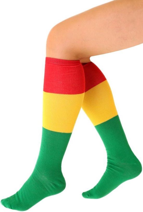 Sokken kousen rood geel groen carnaval gestreept maat 39-42. | bol.com