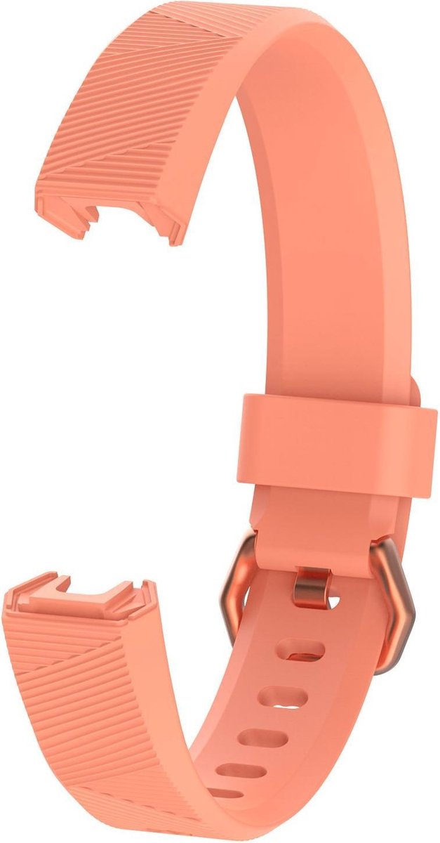 KELERINO. Siliconen bandje geschikt voor Fitbit Alta (HR) - Gespsluiting - Koraal - Large