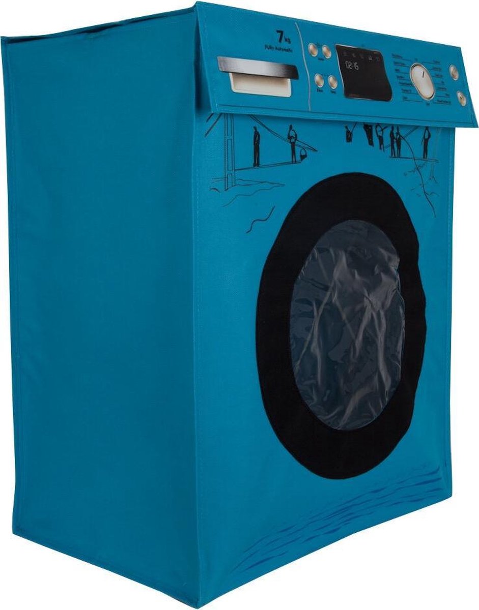 Wasmand - Wasbox - Waszak - Wassoorteerder - Opvouwbaar - Blauw - Met deksel