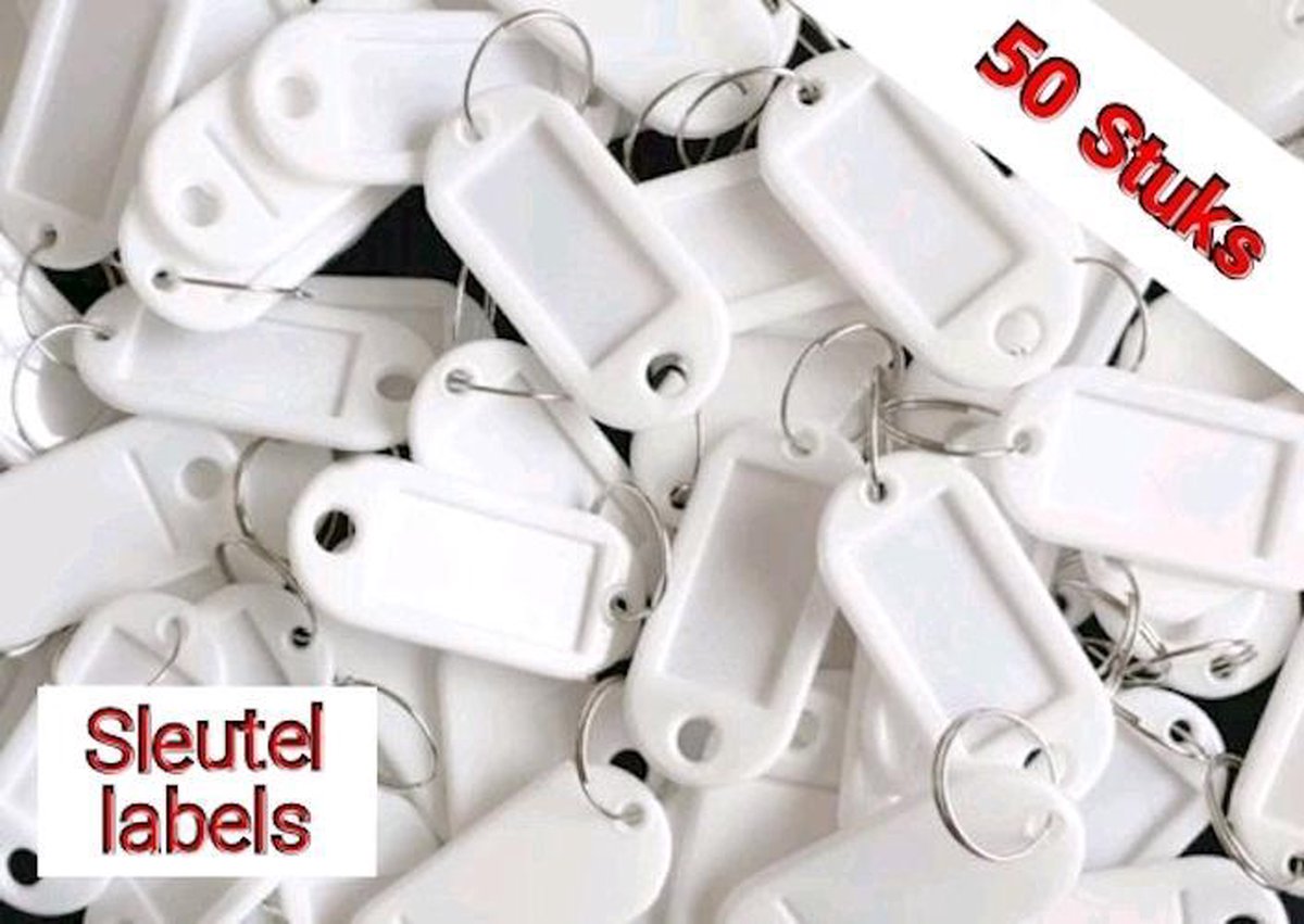 Sleutellabels - Sleutellabel - Sleutelhangers - Sleutelhanger - Wit - 50 Stuks