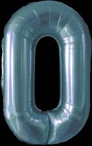 Ballon – Folie ballonnen cijfers – Verjaardags ballon – Cijfer 0 – Blauw - 97cm – 1 stuk