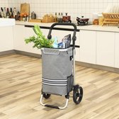 Luxe Stevige Boodschappenwagen - Met Koelvak & Afneembare Tas - Shopper Trolley Op Wielen - Boodschappen Tas Wagen - Inklapbaar & Verstelbaar  - Grijs