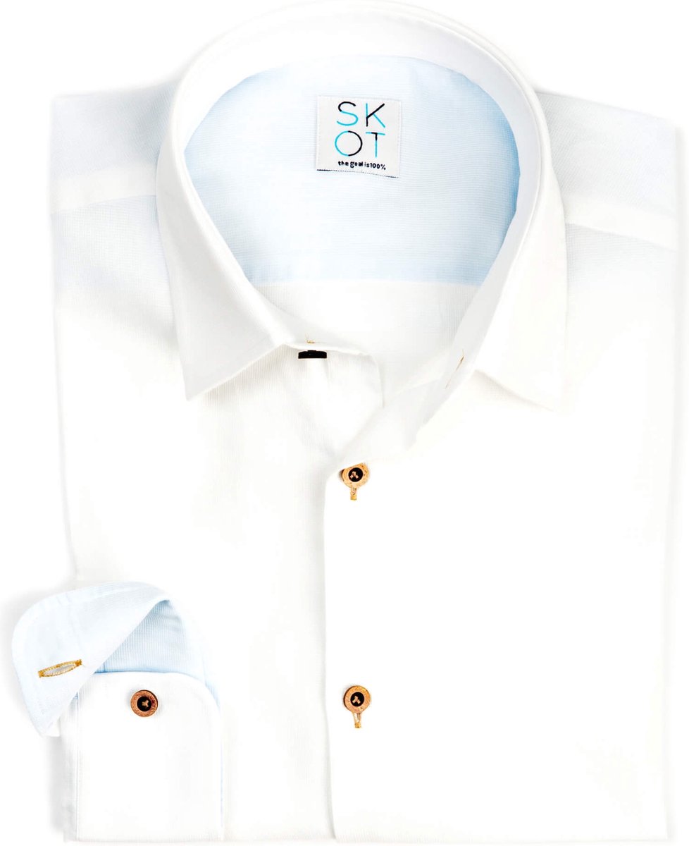 SKOT Fashion Duurzaam Overhemd Heren White Fun - Wit - Maat XXL