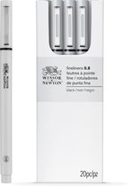 Winsor & Newton Zwarte Fineliner Set 0.8, 20 stuks