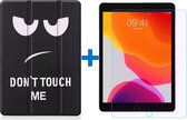 Shop4 - iPad 10.2 (2019/2020) Hoes + Glazen Screenprotector - Smart Book Case Don't Touch Me Zwart