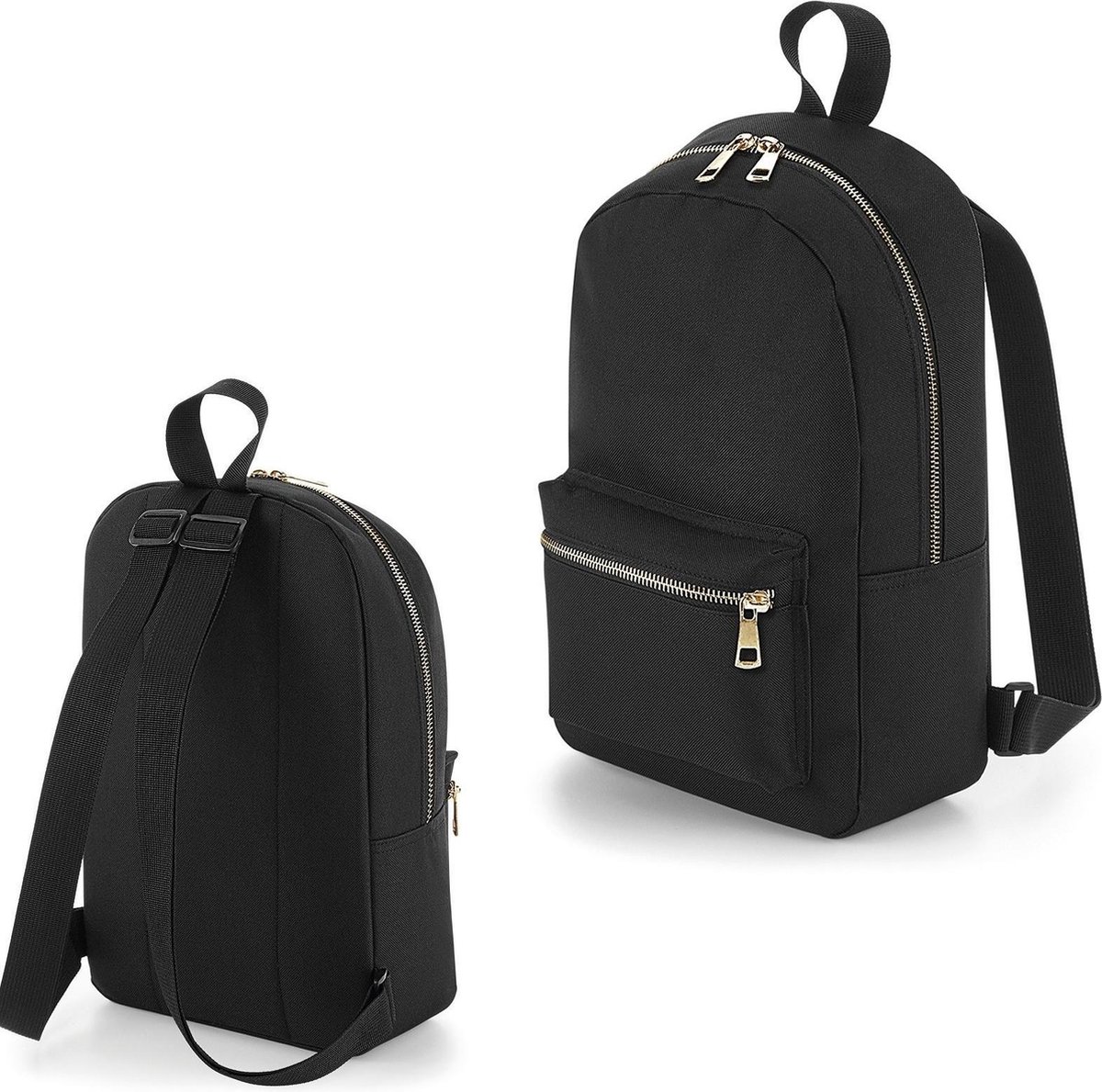 Senvi Rugzak Metallic Zip Mini Kleur Zwart Rits Goud 6 Liter Bol