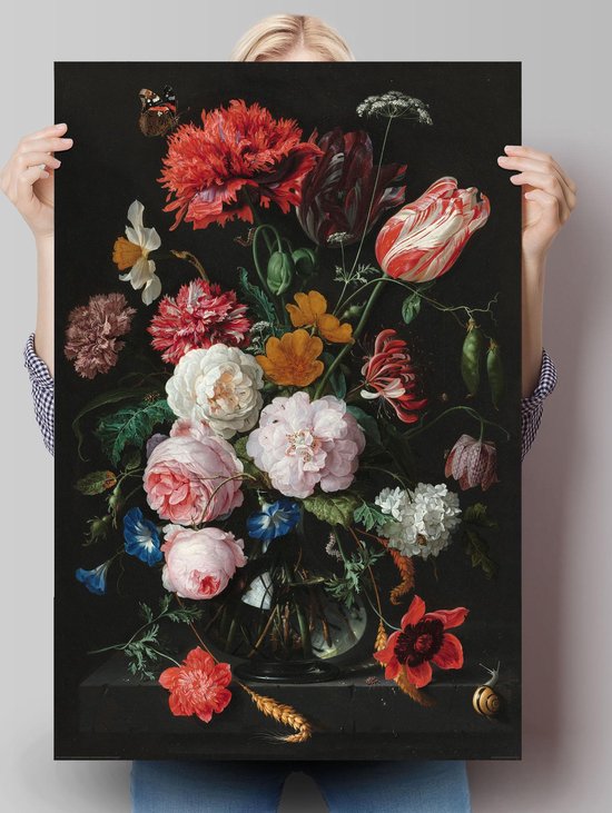 Jan Davidsz de Heem - Nature morte aux fleurs - Affiche 61 x 91,5 cm