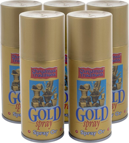 Decoratie spray goud - 150 ml - 5 stuks - Kerstmis - knutselen - creatief