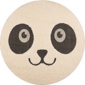 Kinderkamer vloerkleed Panda Pete - crème/zwart 120 cm rond