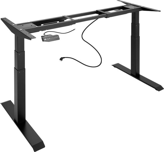 tectake® - zit sta bureau - elektrisch tafelframe Denis - zwart- in hoogte verstelbaar - met 2 motoren - variabele framebreedte, geheugenbediening en alarmfunctie