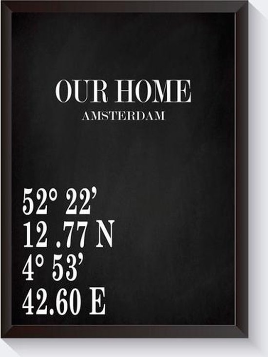 A4 geen lijst poster met coordinaten Gepersonaliseerde zwart wit