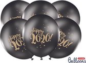 Ballonnen Happy 2020 zwart 50 stuks