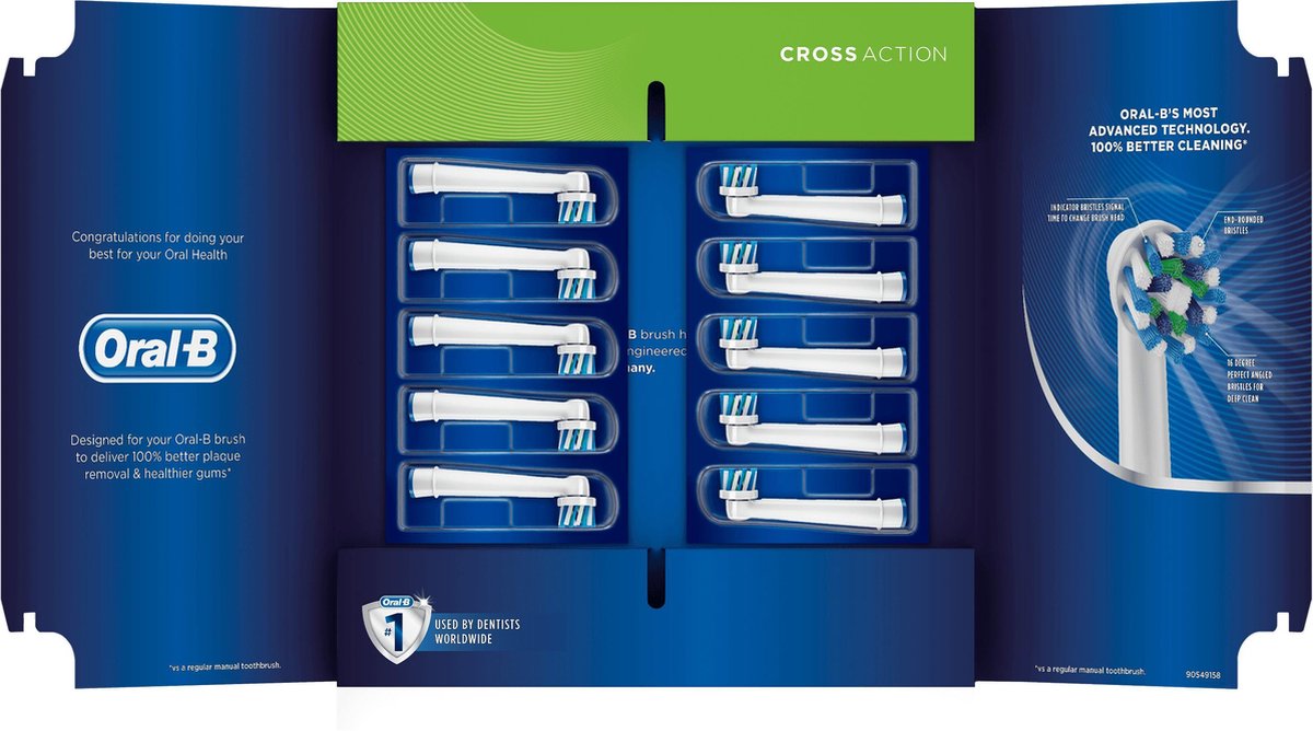 Oral-B CrossAction Opzetborstels - 10 stuks - Brievenbusverpakking