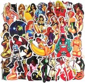 65 retro Sexy duivel meisjes stickers 6x7cm voor agenda muur deur kast laptop etc.