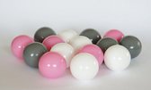 500 ballen 7cm, wit, roze, grijs