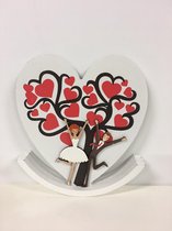 decoratief hart met bruidspaar - hout