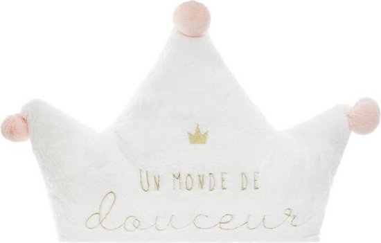 Groot prinsessen kussen wit roze - maxi hoofdeinde kussen 80 cm x 60 cm