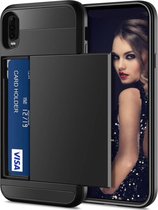 Luxe Card Case voor Huawei P30 - Zwart - Shockproof Cardslot - Hard PC