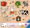 foto van Ravensburger houten puzzel Nijntje op de boerderij - 8 stukjes
