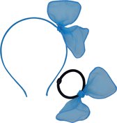 Jessidress Haar accessoires Set Meisjes Haar Diademen met Haar Elastiek van organza - Blauw
