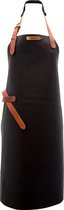 Xapron luxe leren (BBQ) schort Montana - kleur Black (zwart)