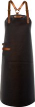 Xapron luxe leren (BBQ) schort Kansas met schouderbanden - kleur Black (zwart)