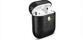 Icarer AirPods Case Leer hoesje voor Apple AirPods 1 / 2 lederen bescherm Etui Zwart