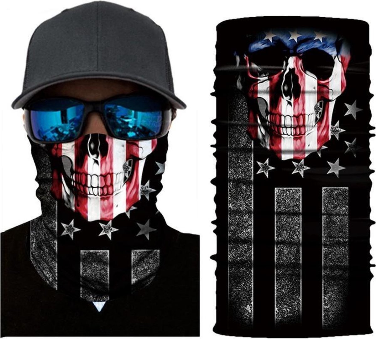 Patriottische VS Amerikaanse vlag Schedel Gezicht Bandana gezichtsmasker dekking voor Biker Music Festivals Conferenties en sportevenementen Accessoires Sjaals & omslagdoeken Bandanas 