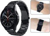 Smartwatch bandje - Geschikt voor Samsung Galaxy Watch 3 45mm, Gear S3, Huawei Watch GT 2 46mm, Garmin Vivoactive 4, 22mm horlogebandje - RVS metaal - Fungus - Schakel - Zwart