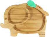 Eco Rascals bamboe bord olifant met lepel - groen